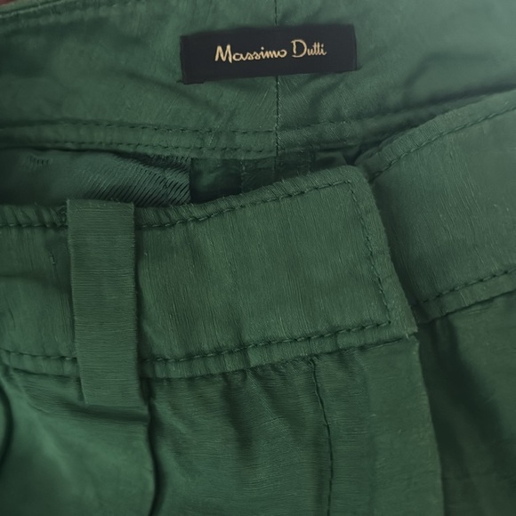 Massimo Dutti emerald green linen/viscose blend cropped pleated front pants. - Picture 5 of 6